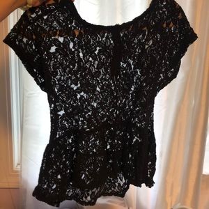 Teen Black Lace Peplum Blouse
